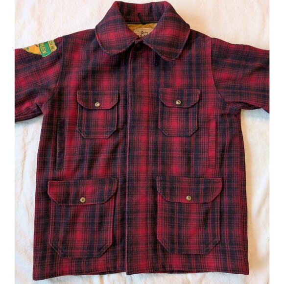 Woolrich Vintage 60s Heavy Wool Hunting Mackinaw Buffalo Check Jacket Patches 42 - Picture 9 of 16